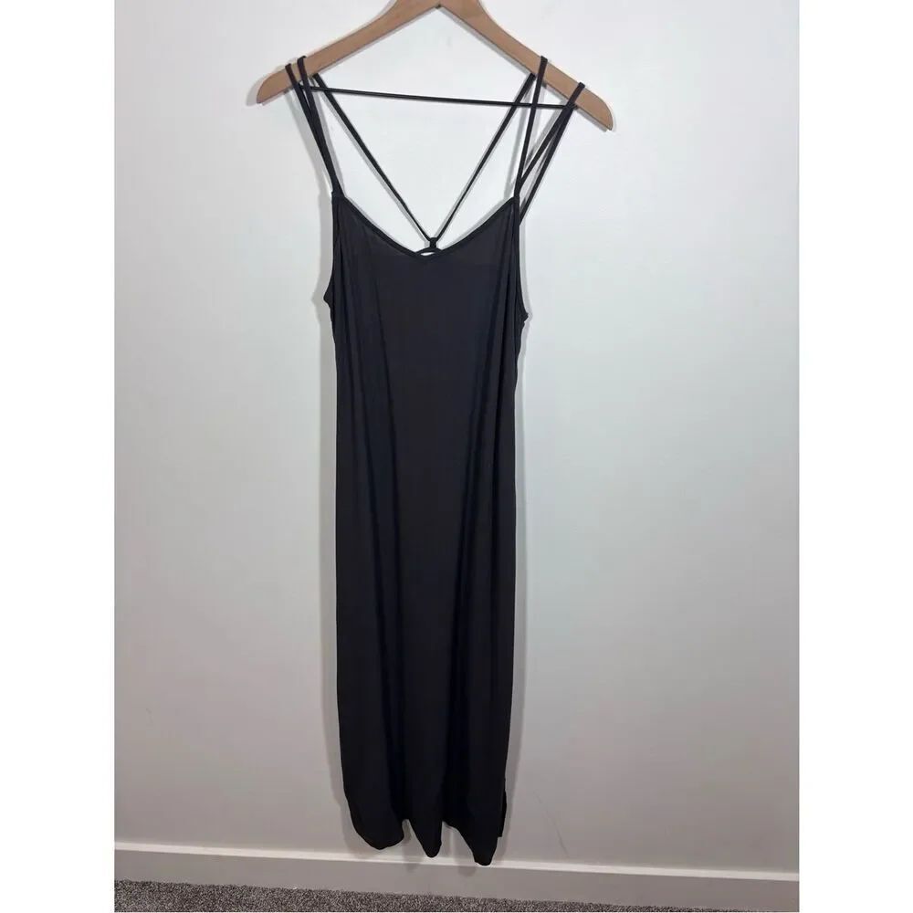 Aerie Grey Strappy Slit Modal Maxi Dress NWT Small Vacation Cover Up Summer